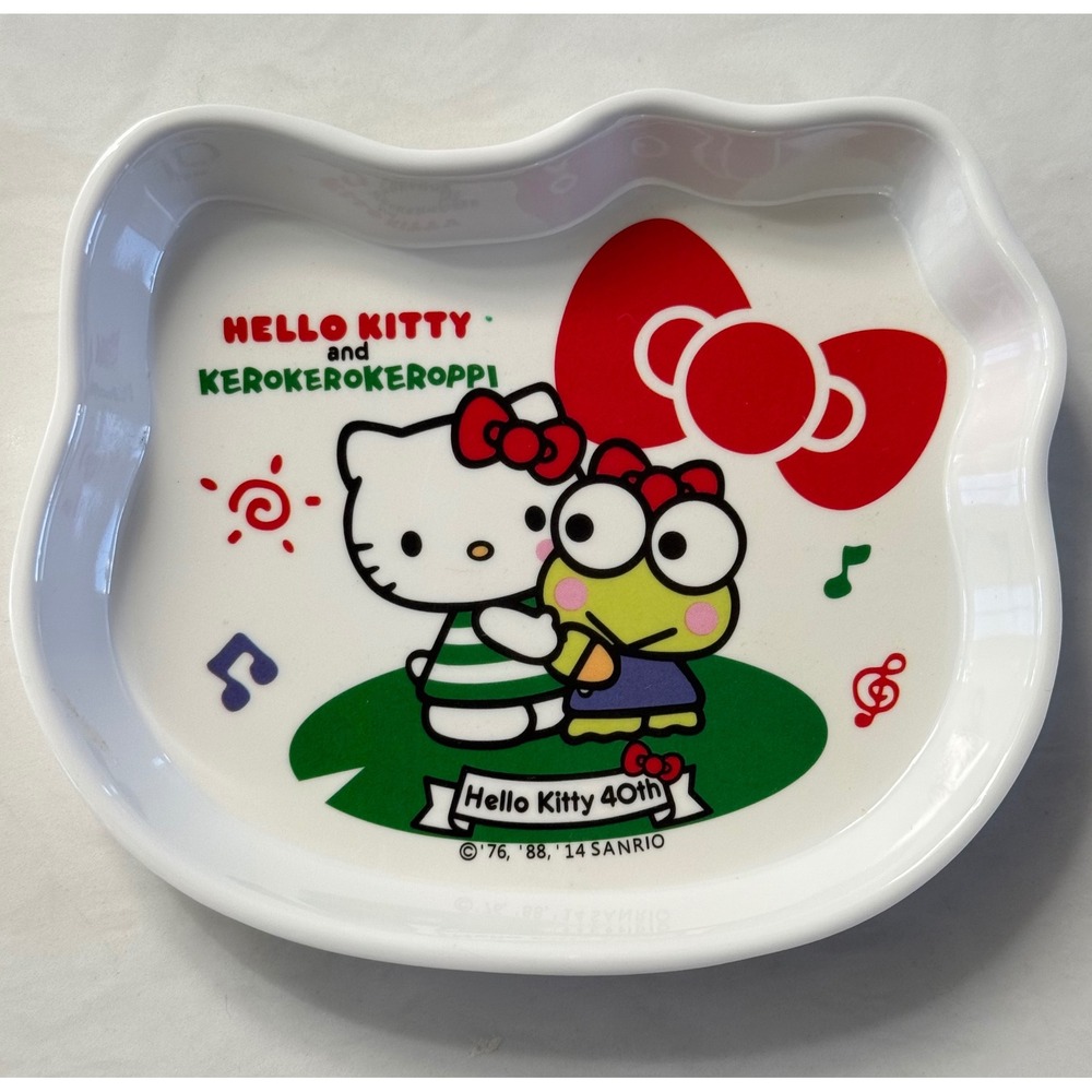 Sanrio Hello Kitty Keroppi 40th Anniversary Tray Dish White Kawaii Melamine